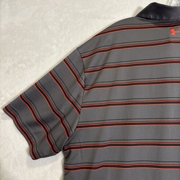 Under Armour Men's Golf Striped Polo Shirt Heatgear Loose Fit Coldblack XL - Picture 10 of 14